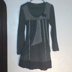 John Fashion Gray Unique Wool Blend Sweater/Dress L